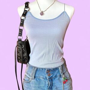Light Blue Ribbed Tank Top